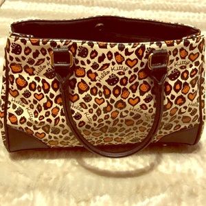 Black leopard print hello kitty handbag
